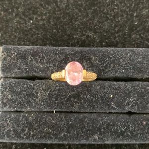 Oval pink with cz sides
